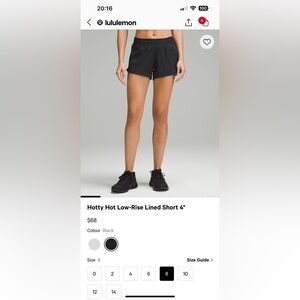 Lululemon Hotty Hot LR Lined 4in